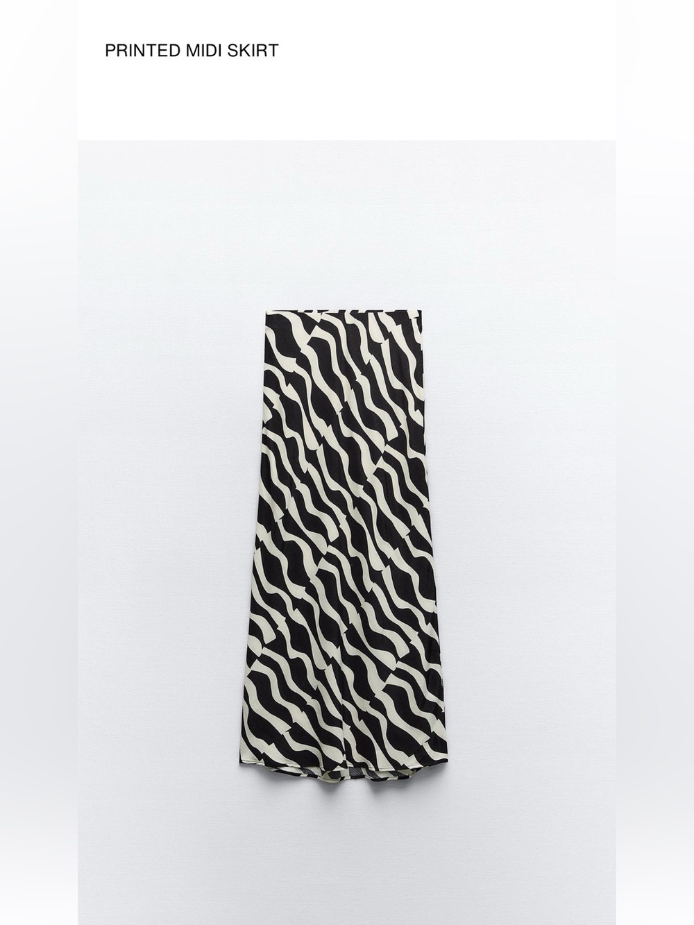 Zara Black & Cream Printed Midi Skirt
